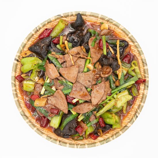 双椒火爆肝片 Stir Fried Pork Liver with Green & Red Chili